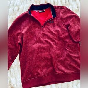 Under Armour Men's Burgundy Quarter-zip pull over. No visible wear.
